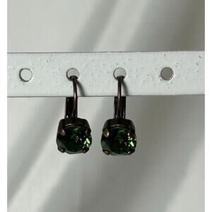 Cute Brassy Crystal Lever Back Earrings